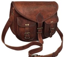 Borsa donna semplice in pelle di capra tote vera tracolla nuova marrone