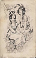 cartolina illustrata RAGAZZE INDIANE / SQUAW Gartner & Bender Publs Chicago