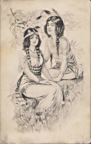 Cartolina illustrata ragazze - cartolina,