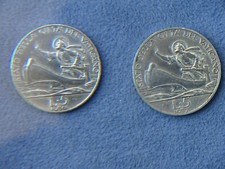 CITTA' DEL VATICANO-PIO XI-LIRE 5 DEL 1936+LIRE 5 DEL 1937-LOTTO 2 PEZZI ARGENTO