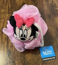 Minnie Mouse Bath Loofah ~ Personaggio Loofah ~ Microfibra ~ Rosa ~ Disney ~ Nuovo con etichette!!