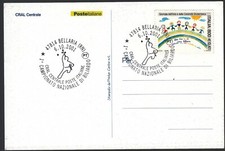 Cartolina BELLARIA IGEA CAMPIONATO ITALIANO BILIARDO BOCCETTE STECCA 5 BIRILLI 