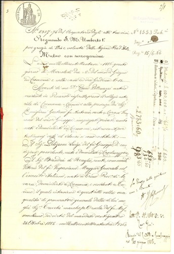 1886 cremona prestito - 1886, di