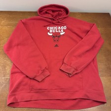 Chicago Bulls Felpa con Cappuccio Uomo 2XL Rosso Pullover Felpa NBA Adidas