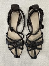 Sandali YSL Yves Saint Laurent Rive Gauche in pelle di cioccolato marrone