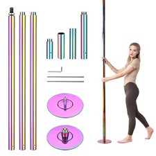 12 FT Spinning Static Dancing Pole Kit with Extensions Fitness Dance Exercise