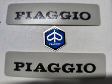 1637 COPPIA ADESIVI PIAGGIO IN METALLO + STEMMA PIAGGIO SI BRAVO CIAO PX SC P