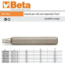 BETA867TX/L INSERTI PER VITI TORX ATTACCO ESAGONO DA 10MM. TIPO LUNGO