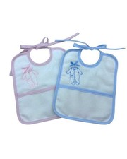 Bavaglino Spugna Bavetta Puro Cotone Bio Tasca Bordo Tela Aida Punto Croce Ricam