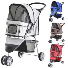 PawHut Passeggino per Cani e Gatti con Ruote Girevoli 75x45x97cm