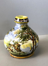 ANTICO VASO GLOBOSO MAIOLICA A. Minghetti DECORO PAESAGGI CASE CASTELLI MARINA