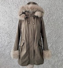 PINKO PARKA VERDE CACHI KAKI PELO PELLICCIA POLSINI IT40 A RUOTA