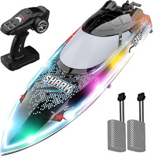 Barca Telecomandata Con Luci a LED, 30 + Km/H, Barca Da Corsa RC, 2,4 Ghz, Gioca