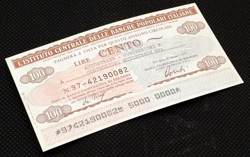 Mini assegno lire 100 - 100,