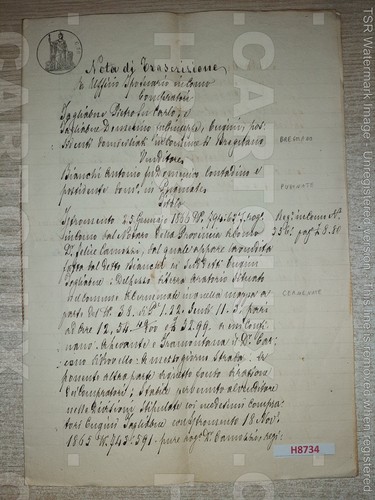 H8734 documento antico - h8734, 1866