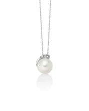 Collana Miluna Donna Oro Bianco 18KT  Diamante 0,004 Perla di 8-8,5mm _PCL6554
