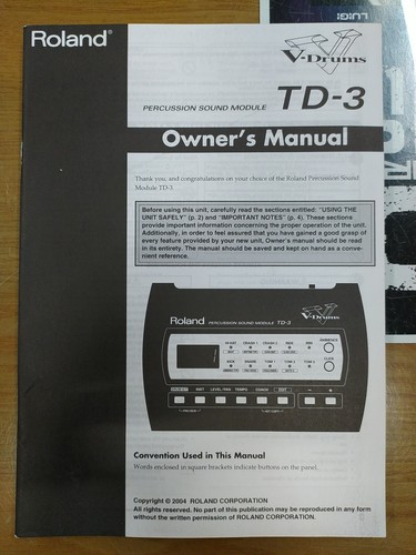 Manuale istruzioni roland 3 - manuale, td-3