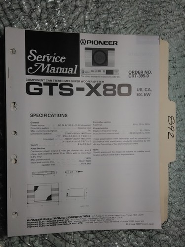 Pioneer gts x80 manuale - gts-x80, di