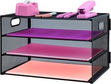 Organizer Da Scrivania a 3 Ripiani in Rete, Vassoio per Lettere, Organizer Da Sc