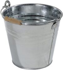 Verdelook SECCHIO in ZINCO da 12 Litri MANICO in LEGNO per ACQUA MANGIME CENERE