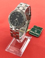 Bulova Sapphire lady BC931 steel 34mm watch with white sapphires NEW unworn