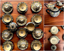 ANTICO SERVIZIO TE' CERAMICA Molaroni Pesaro 12 pers DECORO FLOREALE ART DECO' 