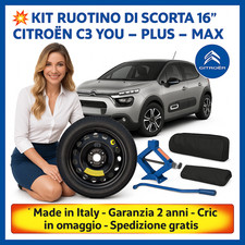 💥Kit Ruotino di Scorta 16" per CITROEN C3 YOU - PLUS- MAX Cric e Astuccio