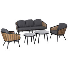 Outsunny Set Mobili da Giardino in Rattan 2 Tavolini Divano 3 Posti 2 Poltrone