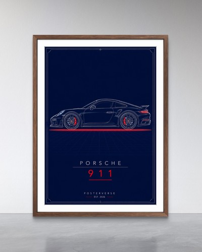 Poster porsche 911 blueprint - porsche,