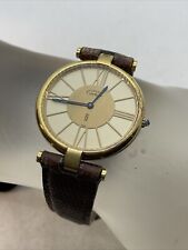 Orologio MUST DE CARTIER PARIS 925 Quarzo Argento Placca Org 20M Tricolore Lucertola