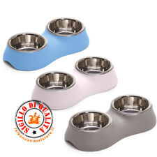 Ciotola Doppia Plastica Rigida e Acciaio Inox Diva 22 Cane e Gatto - 2x0,4 Litri