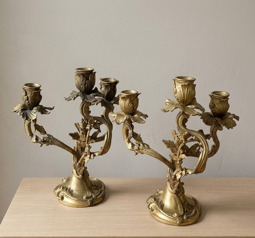 Coppia candelabri tre - candelabri, a