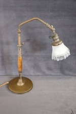 Lampada da tavolo regolabile vintage anni '30 in ottone e vetro