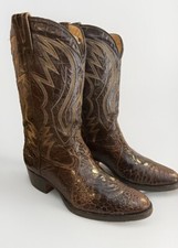 West Fargo Stivali Pelle e Coccodrillo Texano Cowboy Boots VINTAGE epoca anni 70