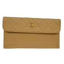 Pochette Chanel beige in pelle