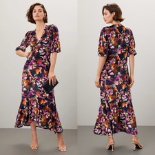 Abito midi MISA Los Angeles Wallis stampa floreale velluto annodato taglia L nuovo $434