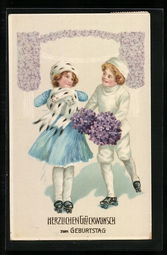 Cartolina ragazzo ragazza - e,