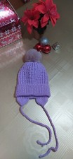 CAPPELLO INVERNALE BAMBINO/A CON PARAORECCHIE VIOLA LANA MERINOS FATTO A MANO