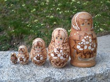 Matrioska Matriosca russa originale vintage 5 Pezzi Dipinte A Mano