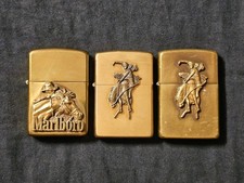 Set 3 Zippo Marlboro Brass