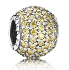 charm pandora scatola busta originale giallo quarzo buco largo fuori produzione