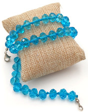 CRISTALLI AZZURRI COLLANA GIROCOLLO PERLE MULTISFACCETTATE