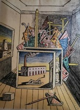 BELLISSIMA LITOGRAFIA  - GIORGIO DE CHIRICO  FIrmata ed Autenticata da Caprini