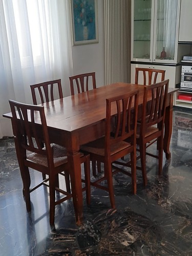 Tavolo antico legno con 8 - tavolo,