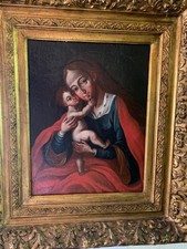 Fanciulla in rosso con bambino -  Olio su tela