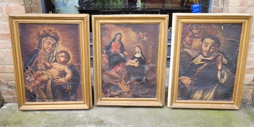 Tre dipinti antichi con santi - dipinti,