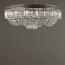 Lampadario da Soffitto Antico Stile Impero Vetro Metallo XX Secolo Originale