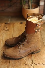 Scarpe stivali derby Paul Smith rosso orecchio marrone pelle fibbia UK 9 US 10 EU 43