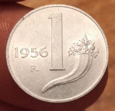 1 Lira 1956 Cornucopia,Italia Repubblica,Non Comune,Ottime Condizioni,Rif. 4650