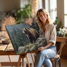 Quadro olio orso bruno